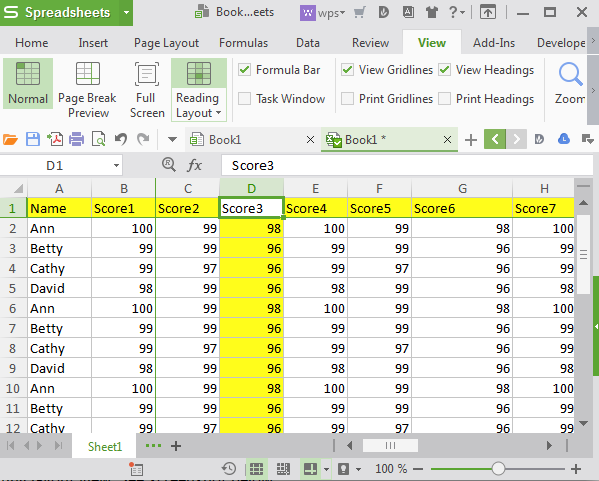 WPS Spreadsheets