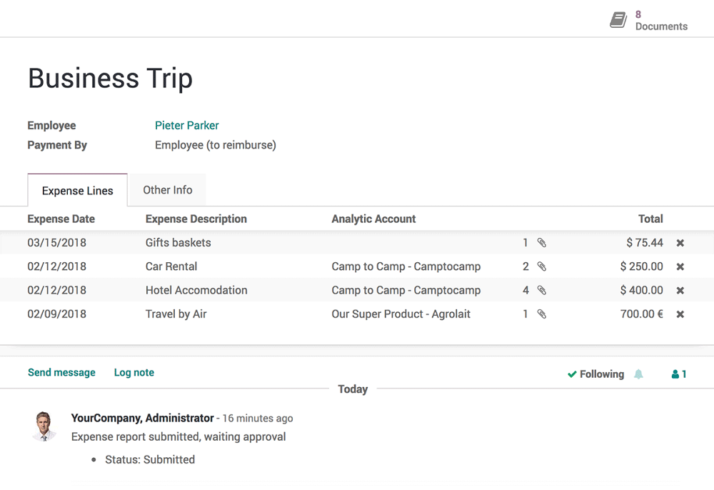 Odoo Gestion de Gastos