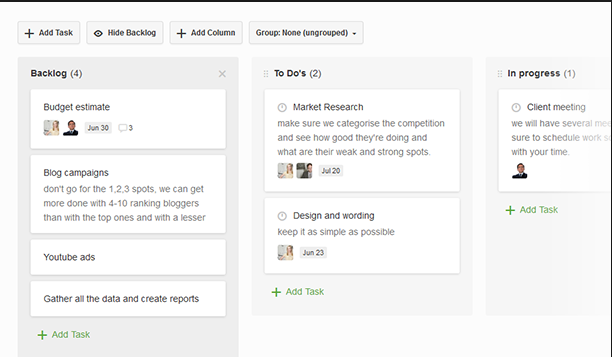 Paymo app Kanban